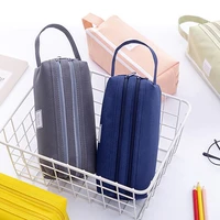 a colorful large capacity pencil cases double zipper bags fabric pen box pouch case for school office stationary supplies