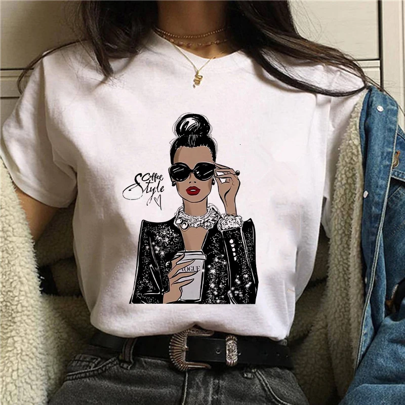 

FJFY Vogue Princess T Shirt Harajuku Ulzzang Print Female Tshirt Cartoon Funny Tops Tees Fashion Graphic Femme Tshirts