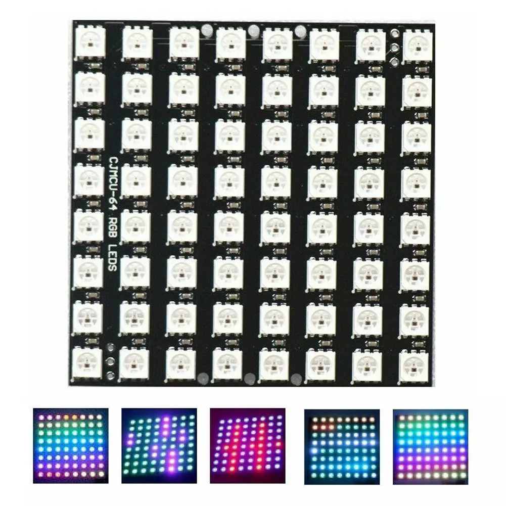 180 ° пикселей Экран 5050 RGB светодиодный 8x8 64 бит полноцветная DC 5V для Arduino|Детали