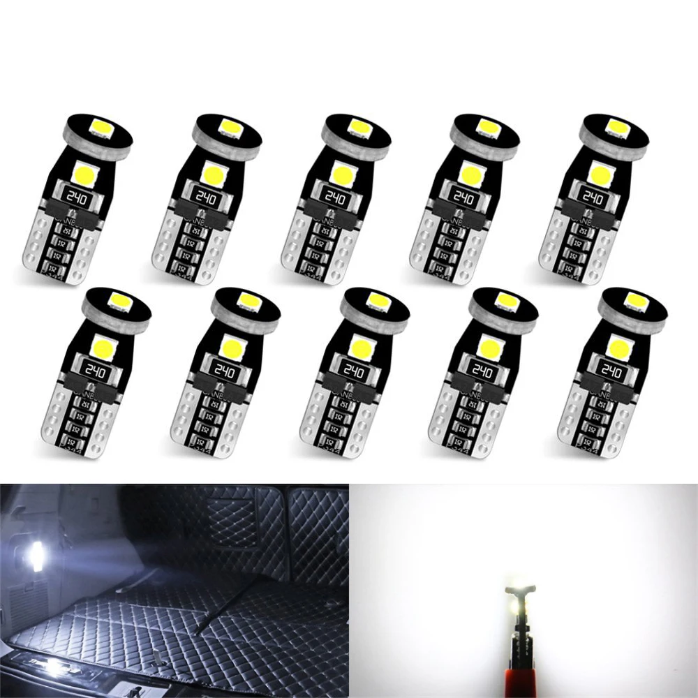 

Светодиодные лампы T10 Canbus W5W 168 194 6000K, белые сигнальные лампы, купольсветильник лампы для чтения номерного знака, подсветильник ка салона авт...