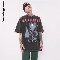 namefunyguerrilla damaged oversized t shirt hip hop streetwear tshirt harajuku summer short sleeve t shirt anime t shirt lsd02