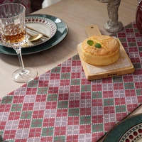 classic red green plaid pattern christmas table runner retro luxury hotel decoration table mat furniture dust cover bed end towe