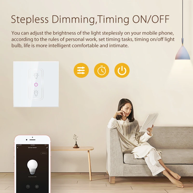

NEO Coolcam Smart Light Dimmer EU Standard Wifi Switch Touch Control Work with Alexa Google Assistant IFTTT