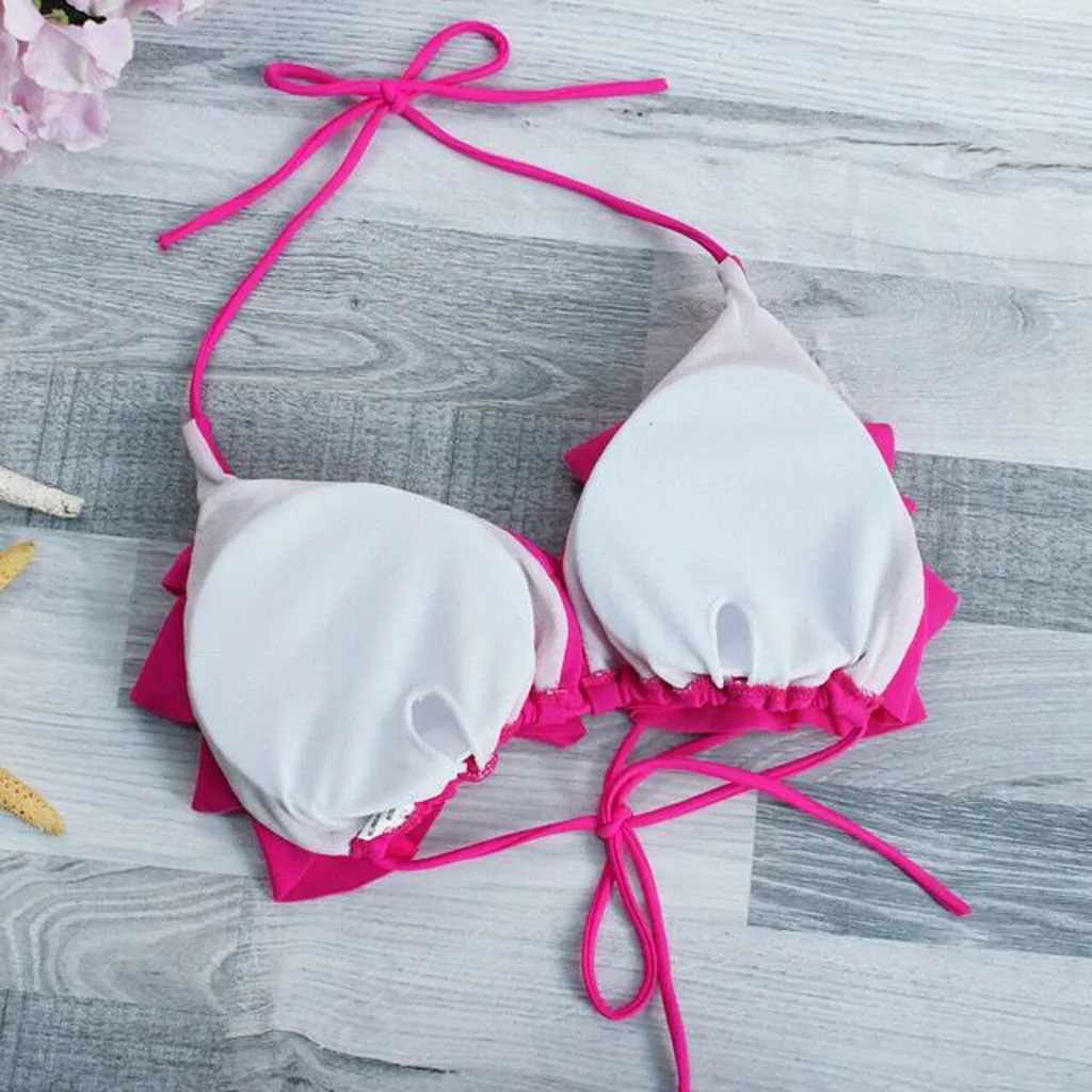 Бразильский комплект бикини с оборками и цветочным принтом купальный костюм