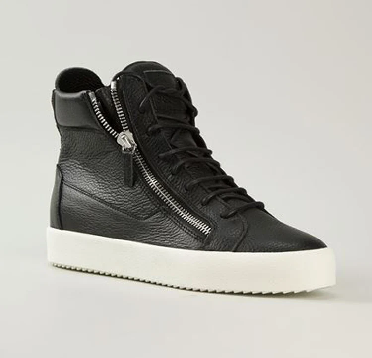 Fashion Celebrity Stars Men Casual Shoes Lace-up High Top Kanye Vulcanize Zipper Spring Autumn Black Platform Sneakers | Обувь
