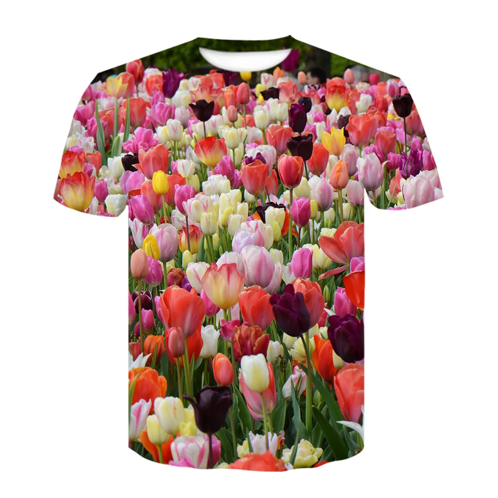 Цветок Роза Тюльпан 3D печать мужские футболки летние с коротким рукавом