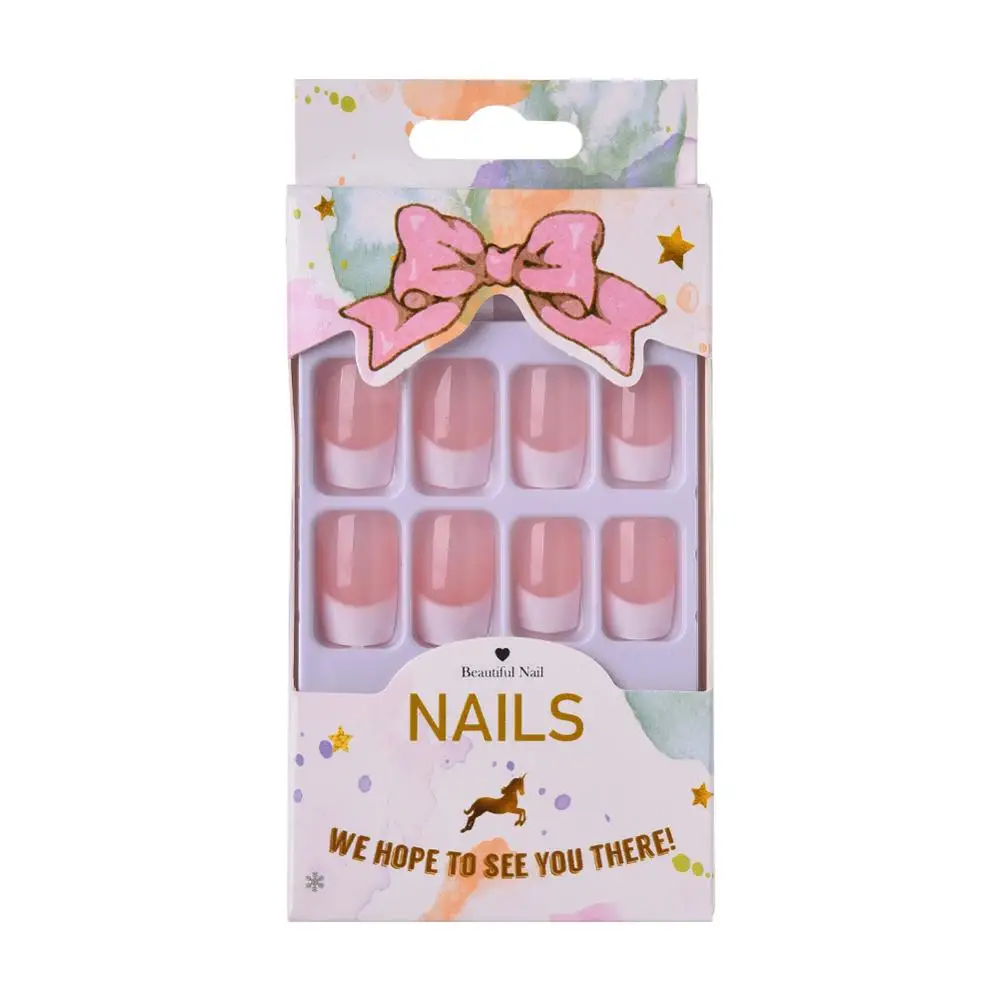 

2021 New Women's Fake Nails Accessories For Ladies Artificial Nails Overhead With Glue Full Cover False Nails 24 Pcs / Box