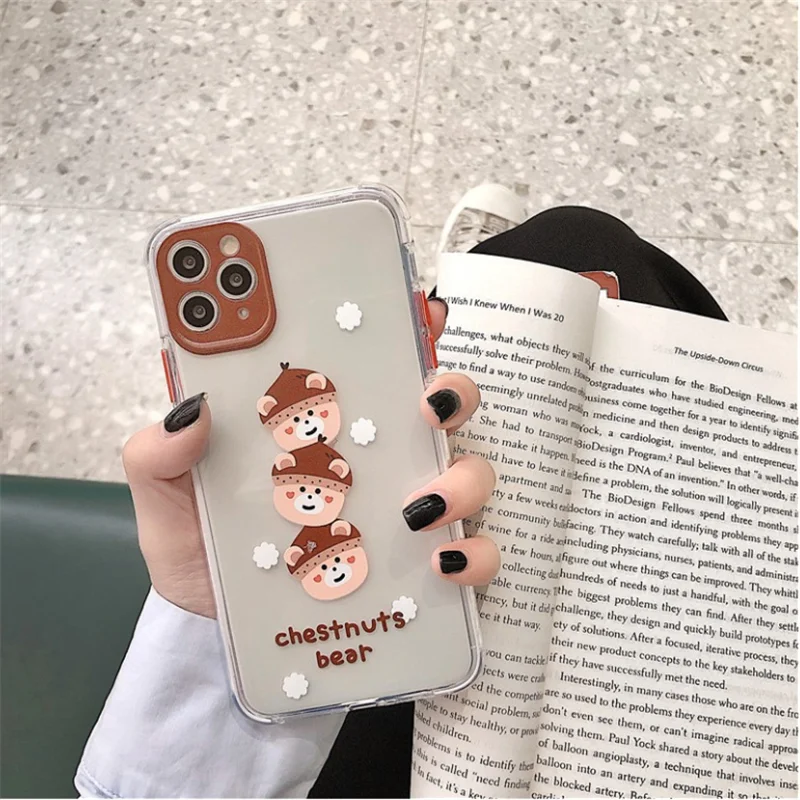 Милый каштан чехол для телефона с сердечками iphone 11 Pro Max 7 8 plus X XR XS SE2020 задняя