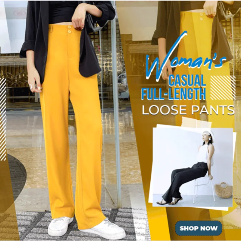 

2021 New Women Casual Pants Loose Style Straight Suit Pants High Waist Chic Office Ladies Pants Trousers Streetwear Female Pants