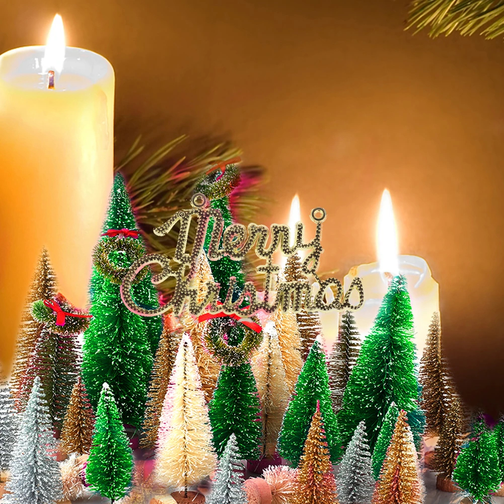 49Pcs/set Mini Christmas Sisal Trees Sign Table Decorations DIY Room Decor Ornaments Home | Дом и сад