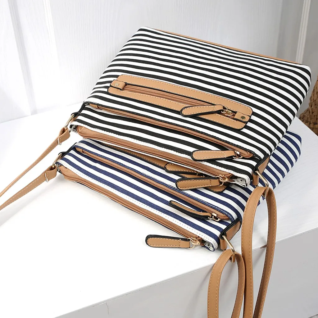 Женская сумка полосатая через плечо холщовые сумки-мессенджеры на молнии