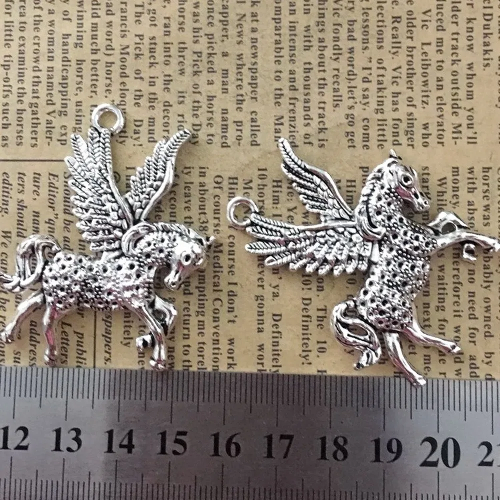 

20pcs Fly Horse Charms 52mm x 41mm DIY Jewelry Making Pendant antique silver color