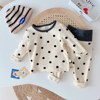 autumn winter baby unisex cute dot outfits top and trousers 2pcs pajamas set toddler kids soft comfortable clothes sets
