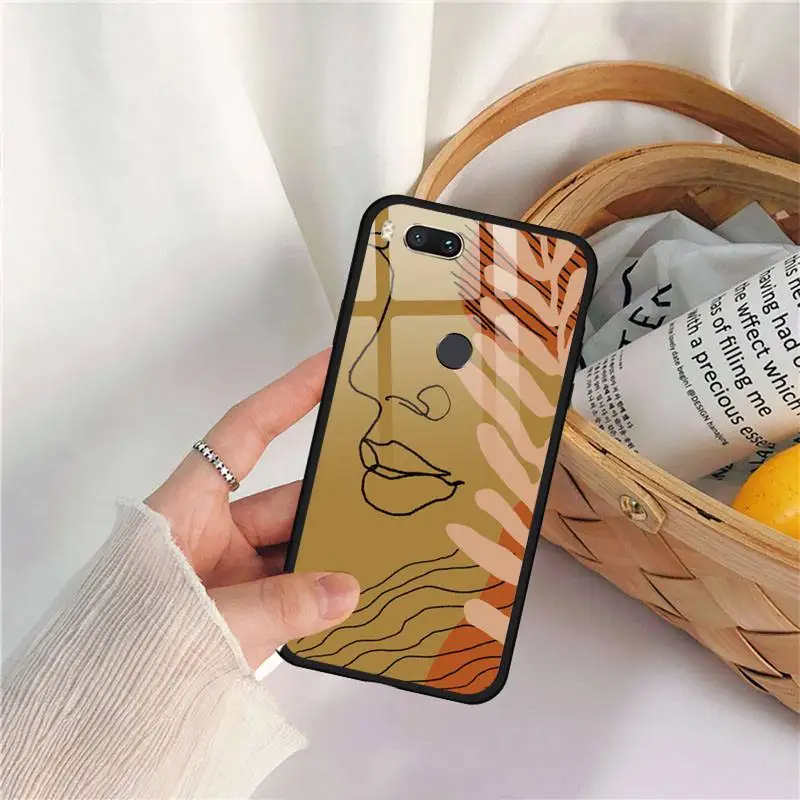 

Poster Minimalist Face artwork sketch Phone Case Tempered glass For xiaomi 6 8 lite se MIX2 2S Redmi 4X 5 6 6a note 4 5 6 7