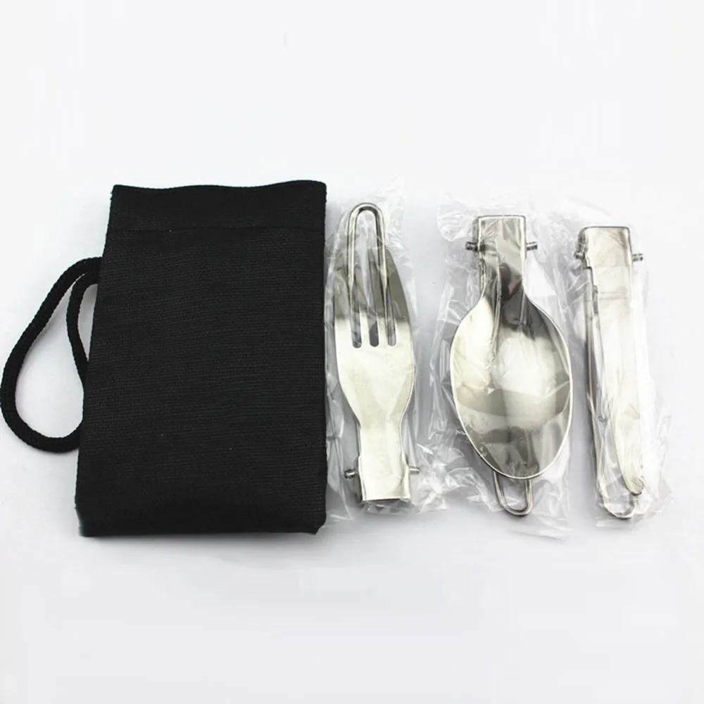 Portable Outdoor Travel Camping Picnic Stainless Utensil Set Foldable Knife/ Fork/ Spoon 3 in 1 Kit Tableware | Спорт и развлечения