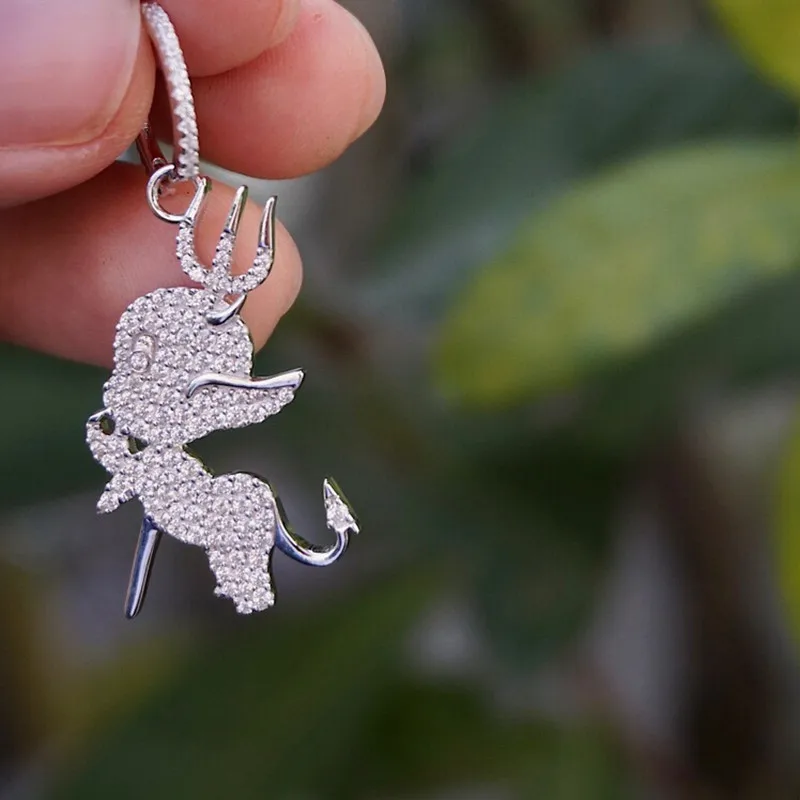 Женские асимметричные серьги пусеты S925 с цирконом Маленький Дьявол свадебные