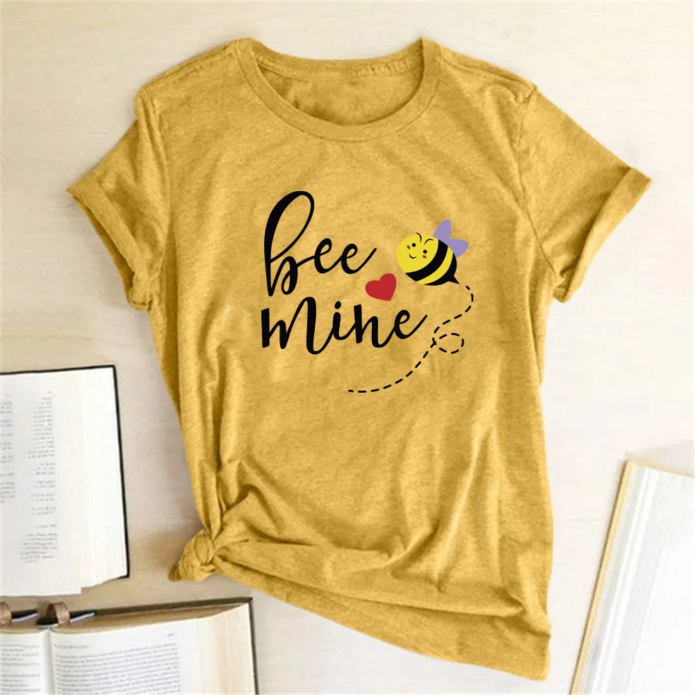 

BEE Mine Printed For Ladies t shirt women Round Neck Short Sleeved lovely summer cute T-shirt Vetement Femme 2020 Women Clothes