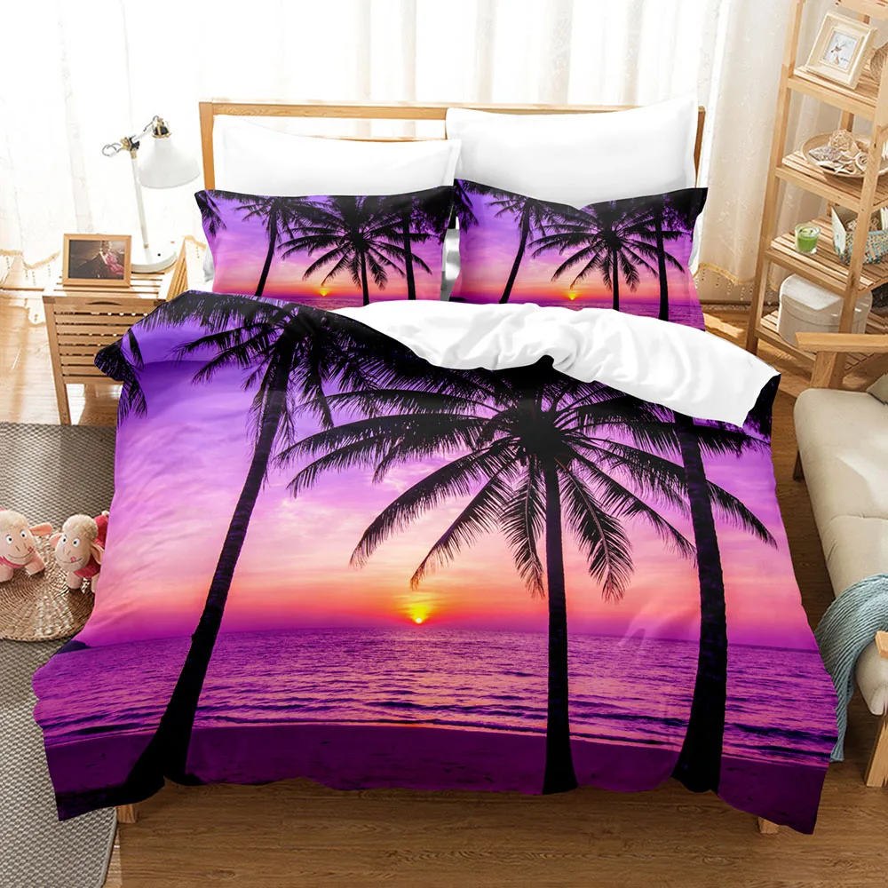 

Seaside Scenery Bedding Set Single Twin Full Queen King Size Ship Coconut Tree Bed Set Children's Kid Bedroom Duvetcover Sets 08