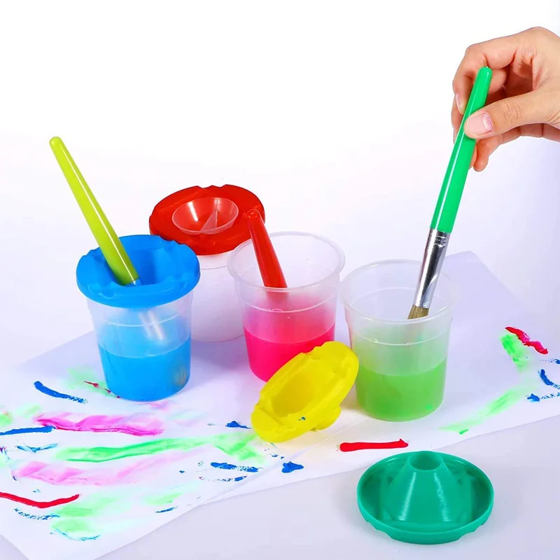 

Kid's Paint Supply Art Set, Paint Cups, Paint Brush Tool Brushes, Kids Art Smocks and Paint Palettes 22 Pack