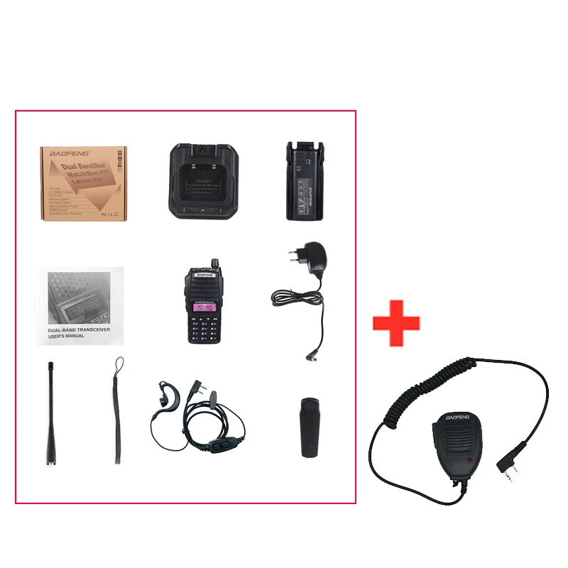 Add 1pc Microphone 5 Вт портативная рация Baofeng UV-82 128 каналов 400-520 МГц диапазон разговора 10 км рация FM Ham двухстороннее радио приемопередатчик - Цвет: Add 1pc Microphone