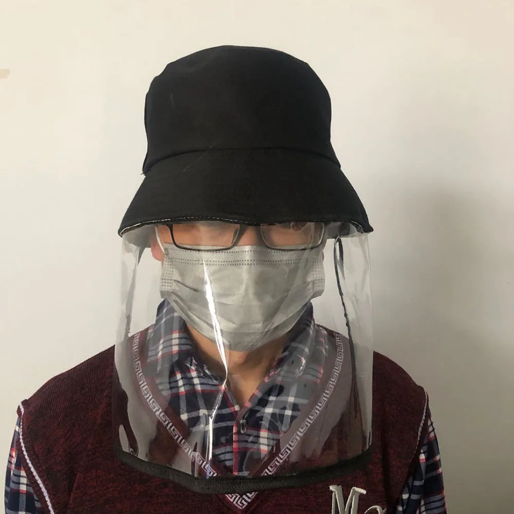 

Full Face Protective Face Shield hat Transparent Anti Droplet Face Cover Protective Mask Windproof Reusable Masks