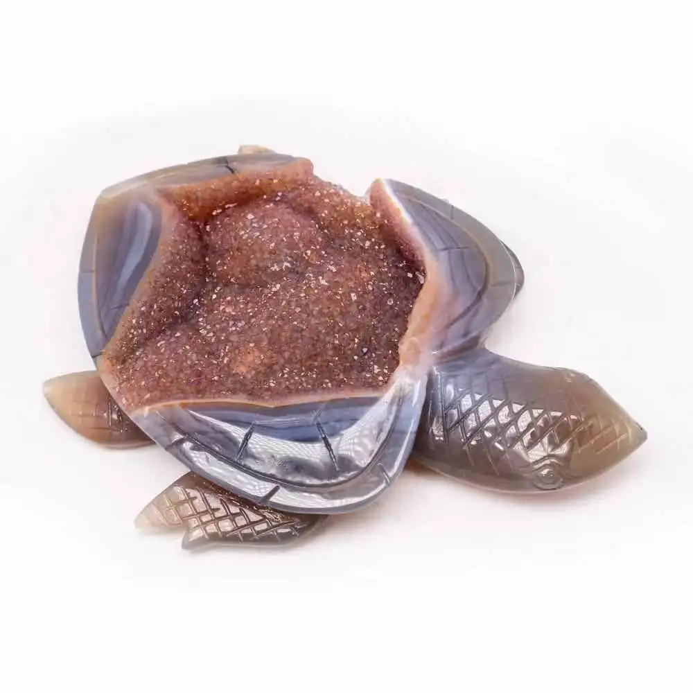 

1pc Natural Spiritual Druzy Agate Geode Sea Turtle 4.5 Inch