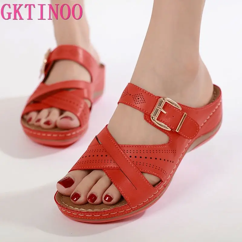 

GKTINOO/Новинка 2021 года; Модная летняя обувь; Женские шлепанцы; Женские пляжные шлепанцы на толстой подошве; Женская летняя обувь для отдыха