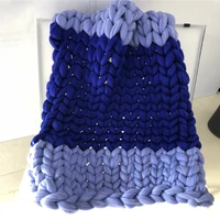 nordic fashion hand chunky knitted blanket thick yarn wool like polyester bulky winter soft warm knitted blankets