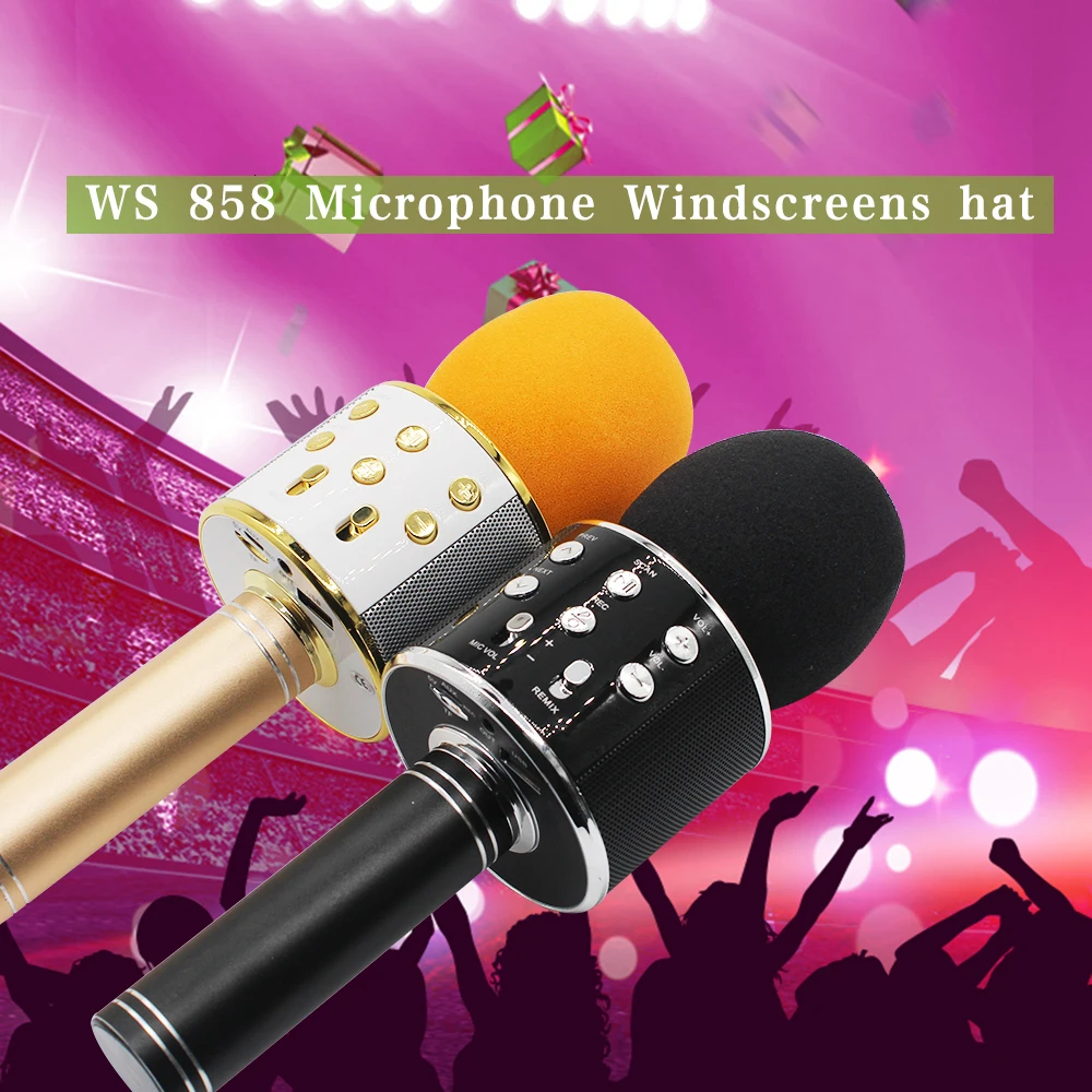 WS858 Bluetooth беспроводной микрофон для караоке AUX line/Micro USB зарядный кабель/пенный(мягкий) микрофон Чехлы/Чехол для микрофона