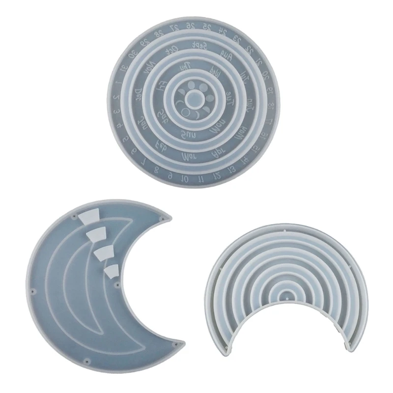 

3Pcs DIY Perpetual Calendar Resin Mold Rotatable Circular Wall Calendar Silicone Mold Adjustable Perpetual Calendar Mold