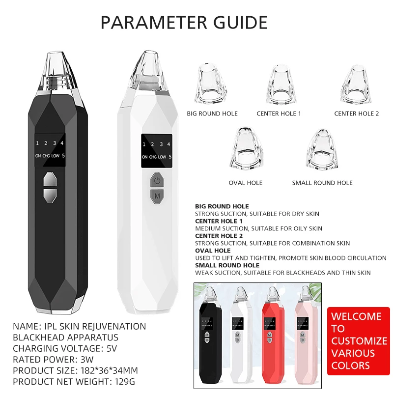 

2021 New Electric Blackhead Meter Instrument Blackhead Remover Vacuum Pore Acne Cleaner Electric Acne Extract Tool