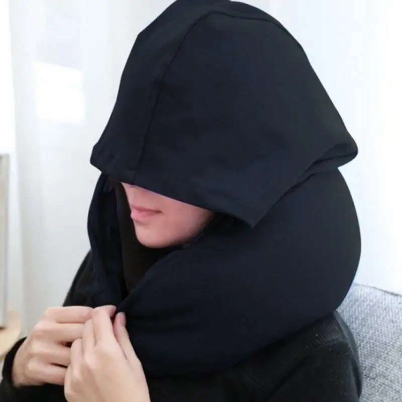 

New Travel Hooded U-Shaped Pillow Cushion Car Office Airplane Head Rest Neck Support U-Shaped, Eye Mask Eyemask neck Pillow