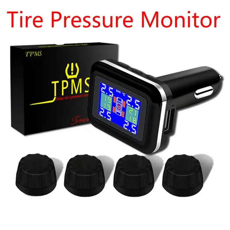 Auto Car Wireless TPMS Tire Pressure Sensor Monitoring System With 4 Sensors LCD Display Monitor Cigarette Lighter Socket | Автомобили и