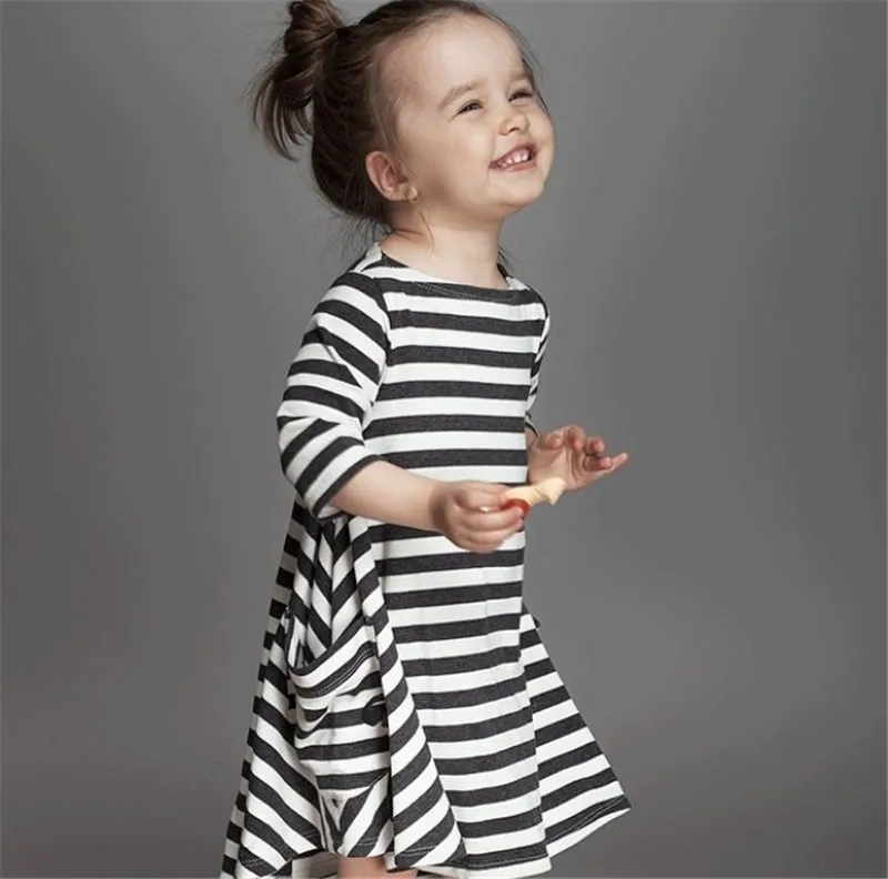 

Women Lovely Parent-child Outfit O Neck Half Sleeve Striped Print Pocket Long Dress Children Clothes Plus Maxi Size Vestidos New
