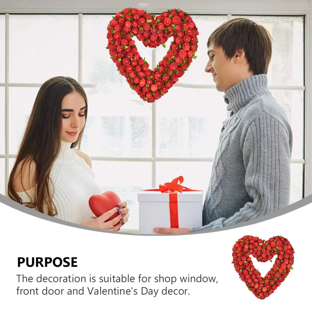 

1pc Simulation Wreath Front Door Ornament Heart Shape Wedding Wreath Pendant