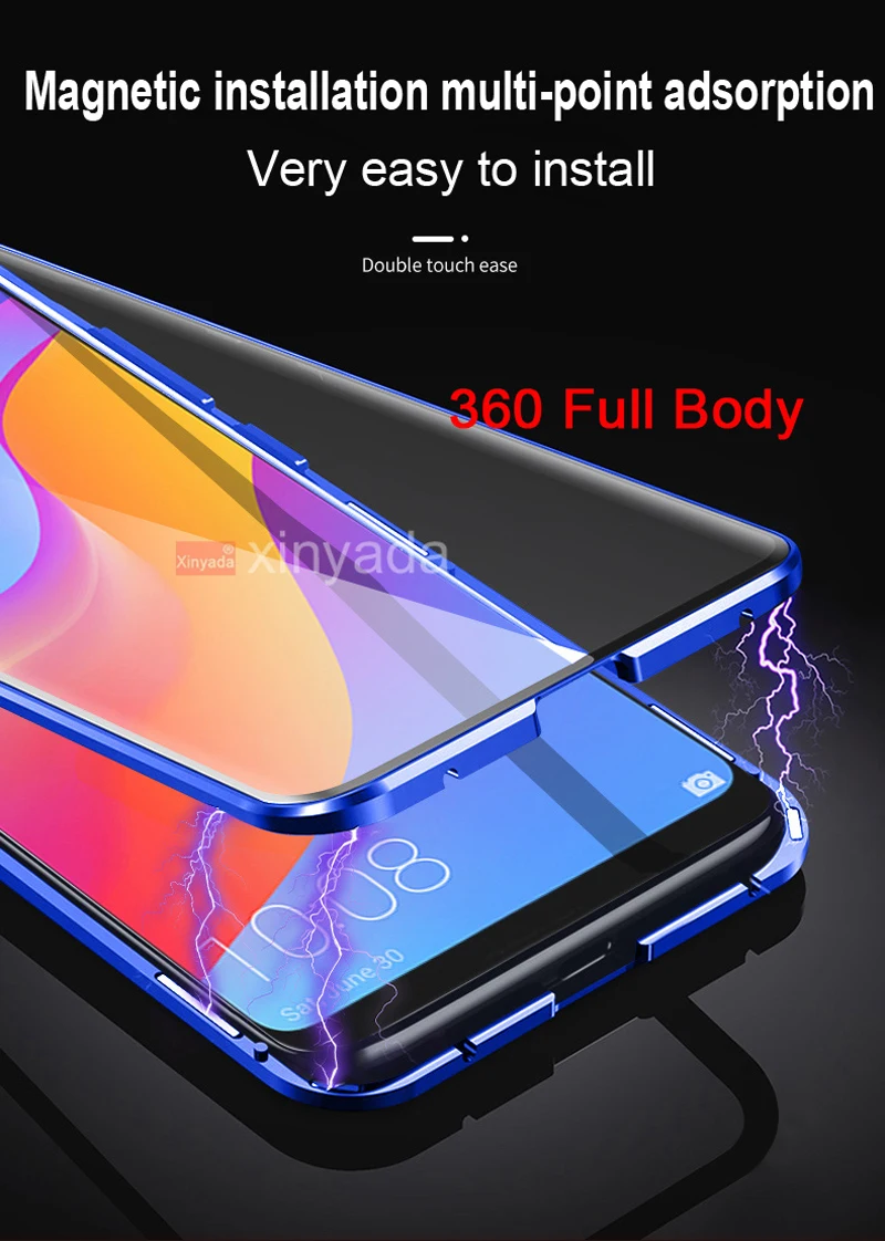 360 Full Body Case For Huawei P Smart Z Y9 Prime 2019 Plus double side Tempered Glass Flip Cover Magnet Magnetic | Мобильные