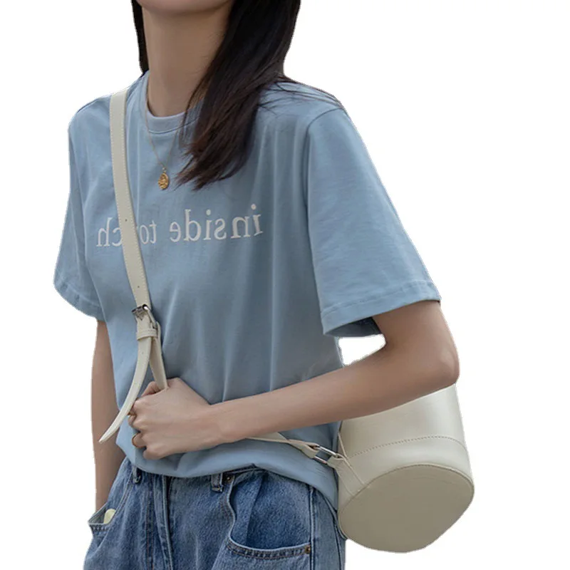 

women letter print tshirt 2021 spring new circular letters printing simple tee
