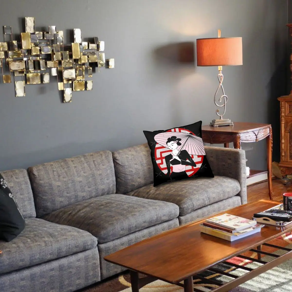 Чехол для подушки Geisha с изображением зонтика в винтажном стиле | Дом и сад