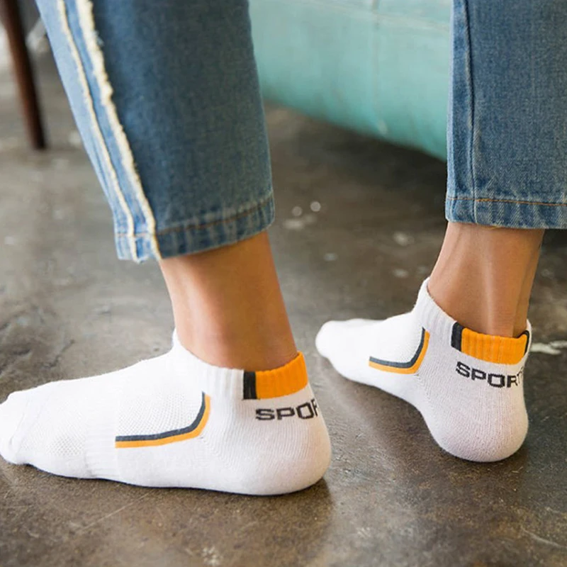 5 пар/партия новые хлопковые спортивные носки мужские однотонные короткие по