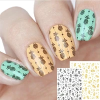 newest black gold pineapple design 3d self adhesive back glue decal slider diy decoration tips nail stickers cb 107