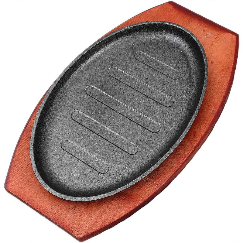 Чугунная обжарки стейк сковороде с антипригарным эмаль жареные горшок пластина