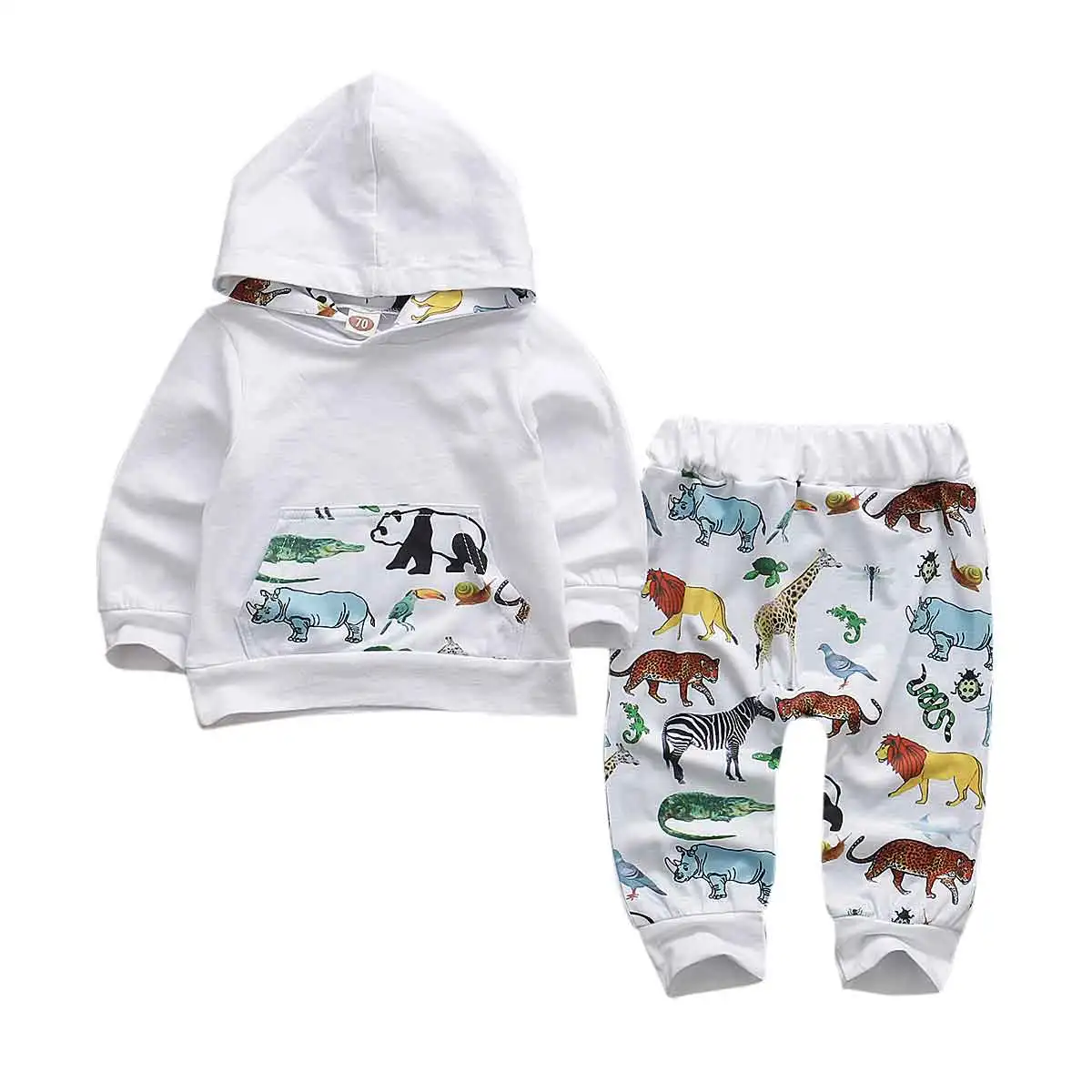 Одежда для маленьких девочек осенняя одежда топы с капюшоном и карманом-кенгуру +