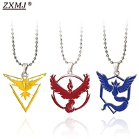 the shape of a bird necklace articuno moltres zapdos game anime metal team bead chain necklaces pocket figures for gift