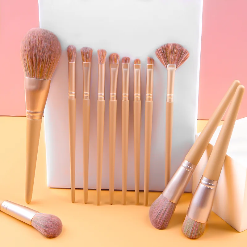 

12 makeup brushes beauty tools milk lemon wooden handle makeup brush set for beginners makeup brush set with case