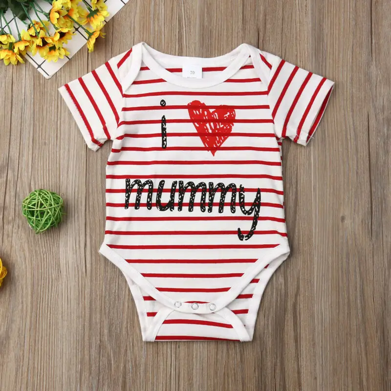 Детские пижамы с надписью I love daddy/Мумия Одежда для новорожденных одежда малышей