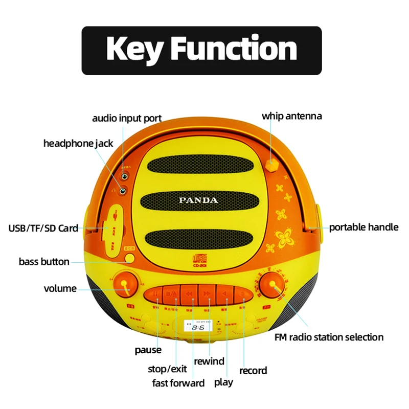 Портативный CD-проигрыватель 5 в 1 бумбокс магнитофон ретранслятор радиопульт