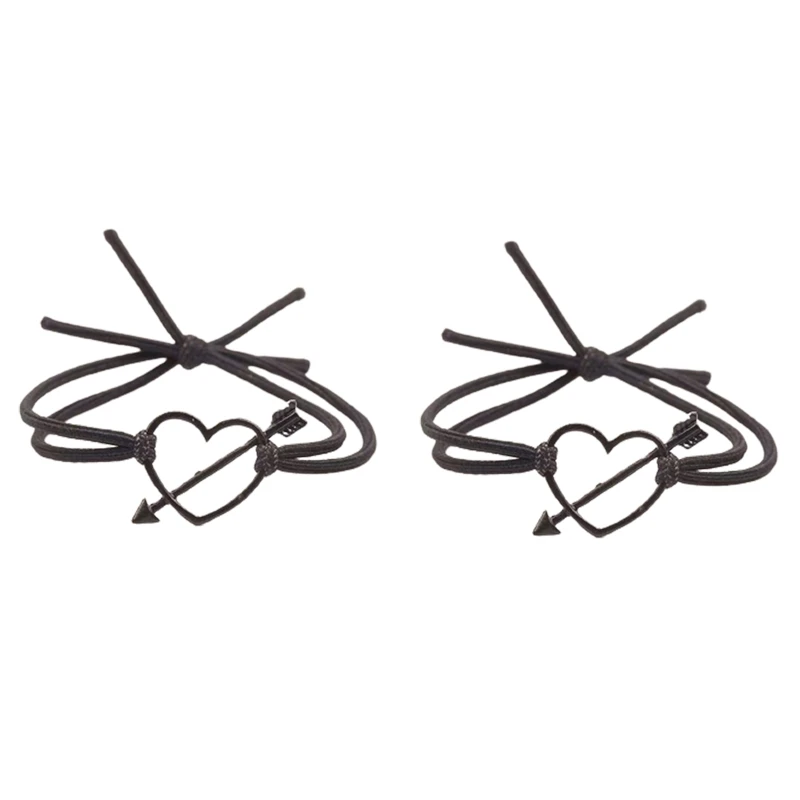 

85WB Hollow Heart Hair Ties Double Layer Hair Scrunchies Cute Hair Styling Tool