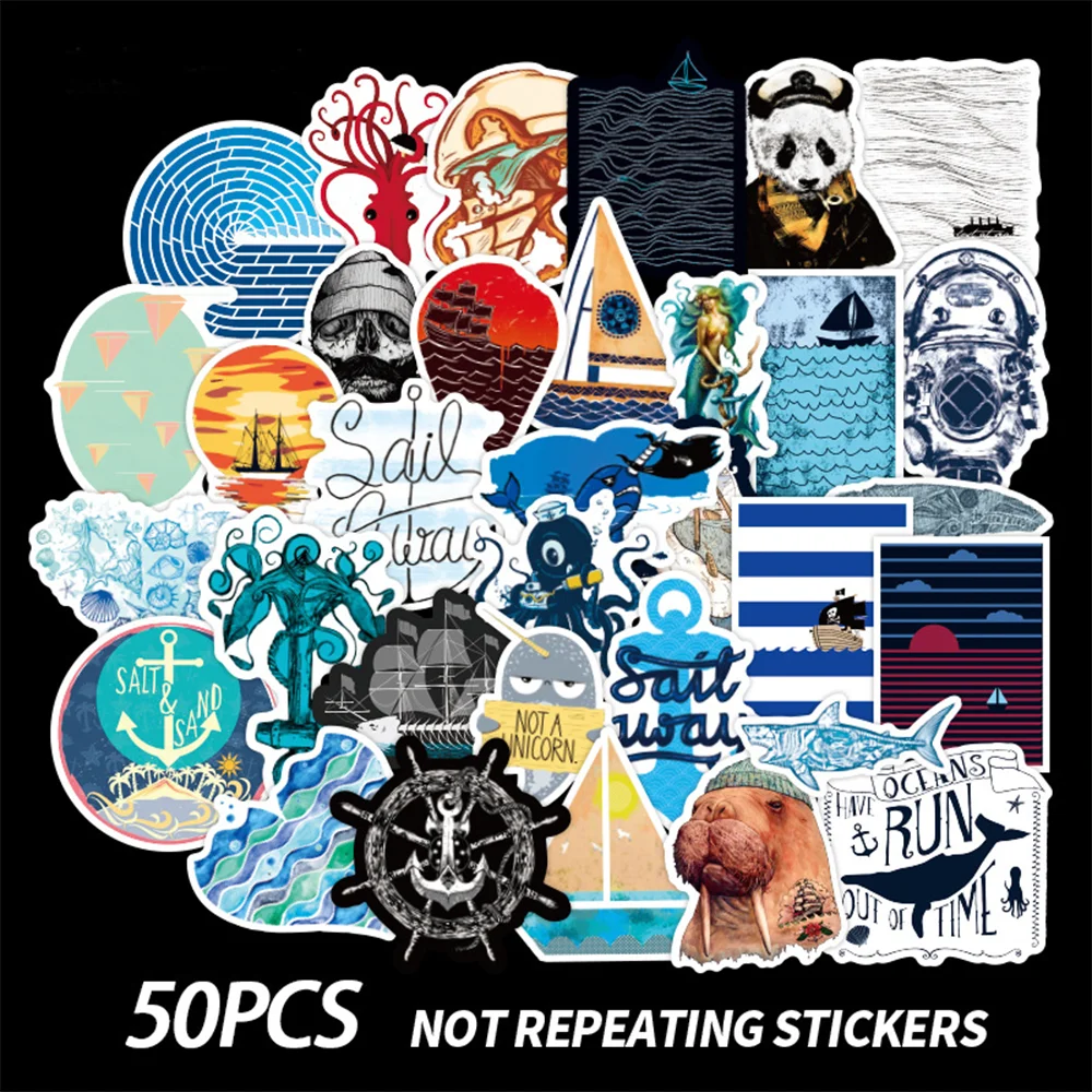 

50pcs Navigator Ocean Explore Treasure Hunt For Book Helmet Motorcycle Skateboard Snowboard Waterproof Customized Stickers