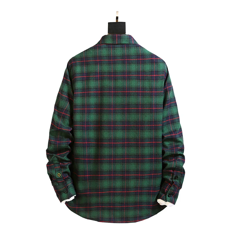

Loldeal Men Long Sleeve Shirt Fashion Casual Plaid Cotton Blended Comfortable Slim Fit