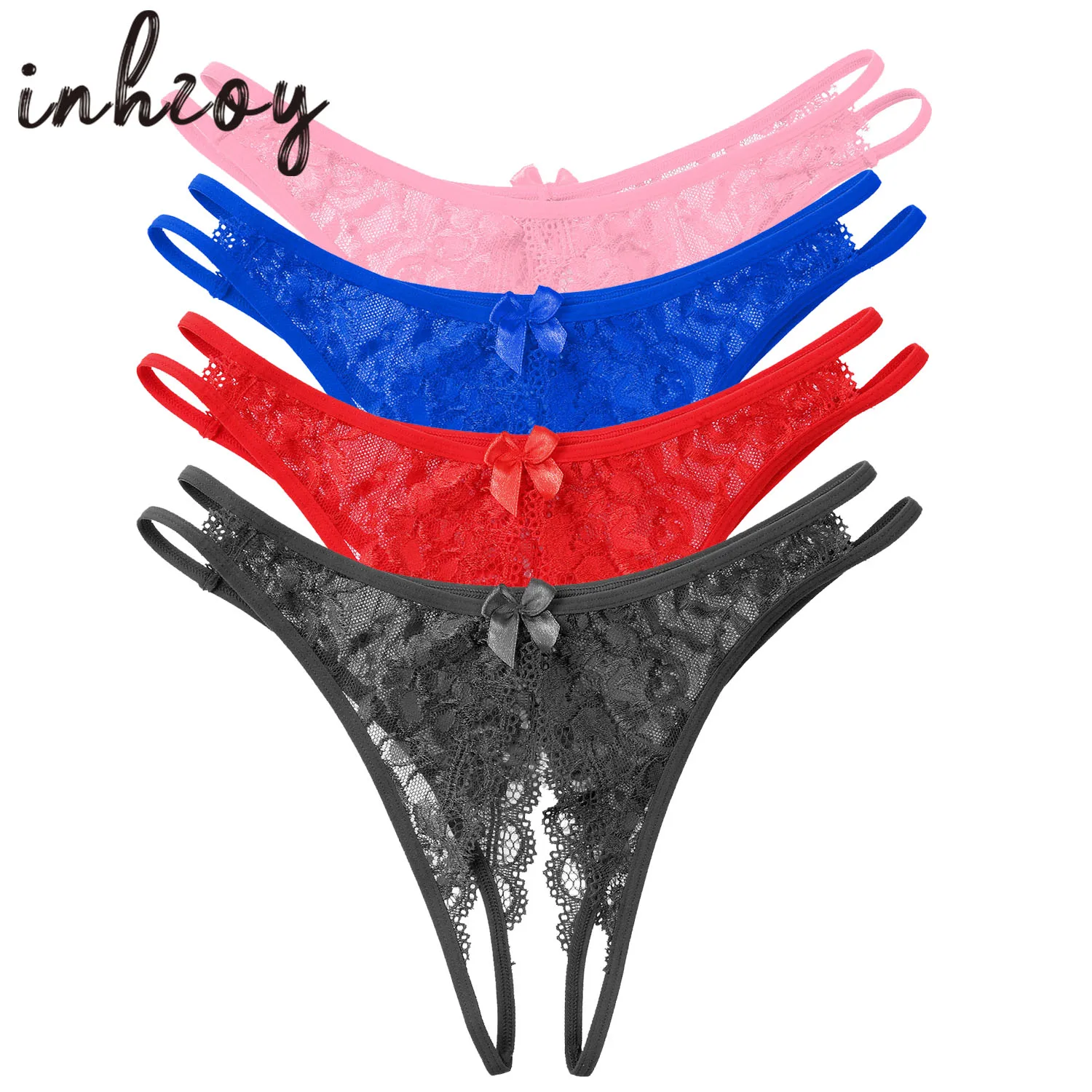 

Men Women Sexy Open Croch Panties Lace G-String T-Back Thong Lingerie Gift for Valentine